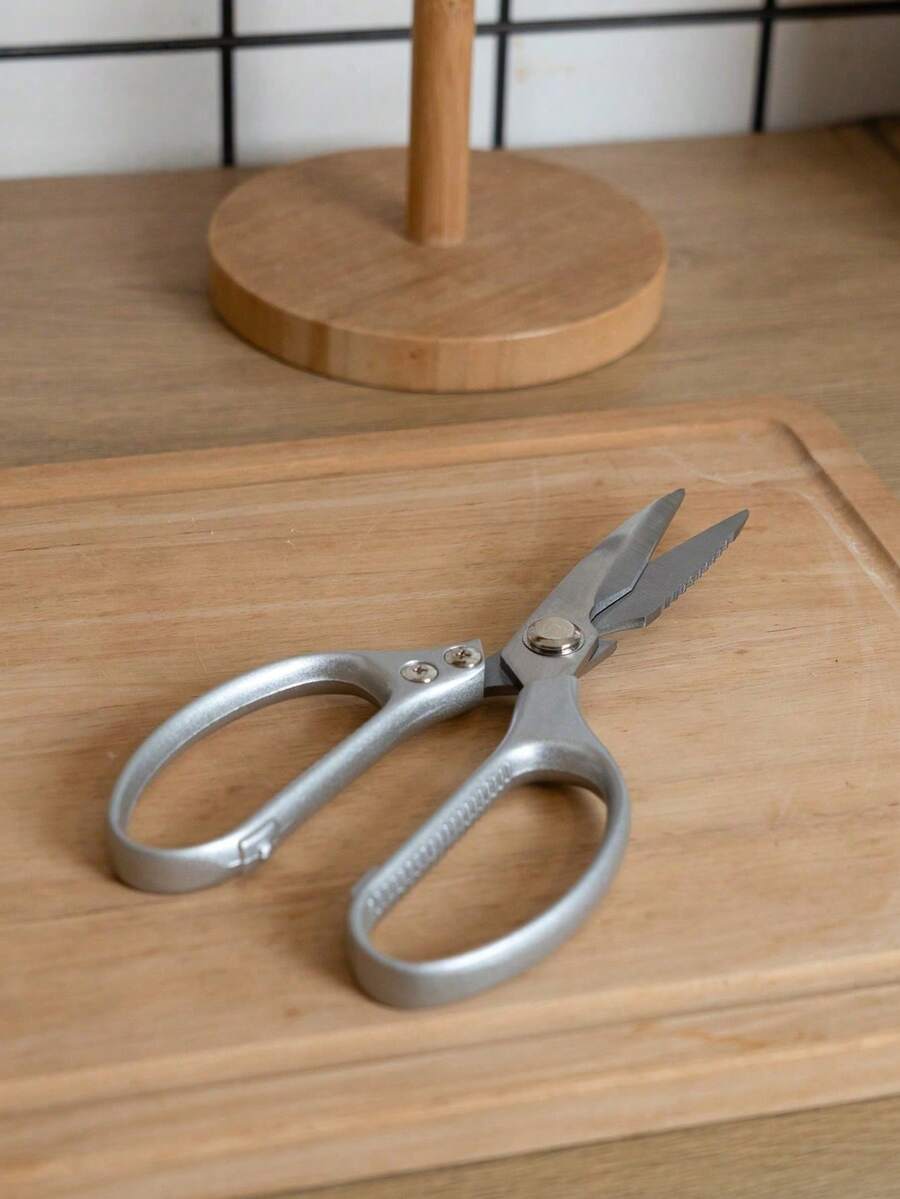 Tijeras de cocina de 1 pieza, tijeras de comida multifuncionales de acero inoxidable, utilidad ultra afilada para carne, pescado, pollo, Pizza, ensalada, barbacoa, resistente - Plateado - Ver 1