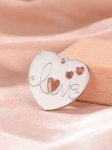TEAMER 1pc/Pack Minimalist Hollow Heart Pendant Cute Lucky Pattern Handmade DIY Accessory For Necklace, Earrings, Keychain, Bag Charm - Love Series - View 5