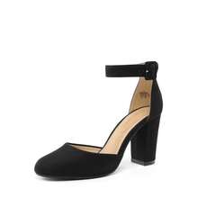 Zapatos de tacón de mujer Hebilla Liso Tira Tobillera Elegante - Negro - Ver 4