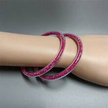 2pcs/Set Gelang Jelly Gaya Vintage Kembali ke Sekolah, Tabung Tipis 5mm dengan Hiasan Berlian Imitasi Berkilau, Pilihan Warna Beragam, Aksesori Perjalanan DIY untuk Menata Ulang - 2 buah/set Berlian imitasi - View 10