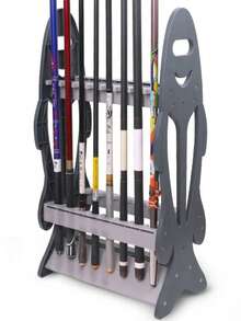 16-Grid Vertical Fishing Rod Storage Rack, Capable Of Holding Multiple Hand Rods And Lure Rods Simultaneously, Hollow Side Handle Design, Divided Clamping Slots To Secure Fishing Rods And Avoid Scratches, Ideal For Fishing Tackle Shops And Anglers - Multicolor - View 3