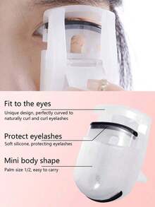 1pc Transparent White Portable Mini Eyelash Curler, Easy To Style Without Damaging Eyelashes, Fits Eye Shape, Wide Angle Without Pinching Eyelashes, Comes With Replaceable Pads For Easy Replacement, Suitable For Beginners, Makeup, Affordable, Room Decor, Vanity, Travel - Multicolor - View 2