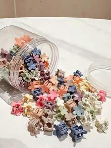 100/50/30pcs Morandi Color Small Flower Hair Clips, Durable Compact Non-Damaging Hair Accessories, Sweet Cute Hair Clips For Girls And Kids, Suitable For Daily Wear, School, Vacation, Party - Multicolor - View 5