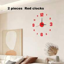 Reloj de pared DIY que brilla en la oscuridad, diseño creativo con superficie de espejo, pegatina decorativa de pared, reloj decorativo minimalista, reloj de pared silencioso, pegatina de pared creativa para sala de estar y dormitorio (el modelo que brilla en la oscuridad solo brilla en ambientes oscuros) - Multicolor - Ver 17