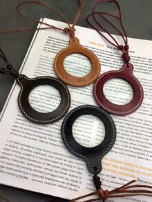 1pc Adjustable Halter Solid Color Leather Magnifier Protective Case, High Magnification Portable Magnifier Protective Case For Elderly - Multicolor - View 4