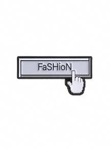 1pc Retro Pixel Click Button Enamel Pin, Computer Cursor Badge With "FaSHioN" Text, Fashion Accessory For Clothes And Backpacks, Gift For Friends - Black and White - View 10