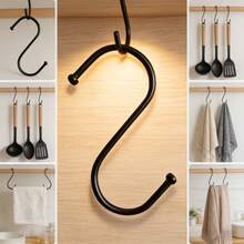 5/10pcs Heavy Duty Stainless Steel S-Shaped Hooks, Rust-Proof Kitchen Hooks, Curved Design, Space-Saving Storage Organizer Hooks, Suitable For Pots, Pans, Bags, Cups, Utensils, Easy To Install - Multicolor - View 6