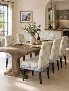 1/2/4/6Pcs Lemon Striped Elastic Dining Chair Cover, Suitable For Home Kitchen Furniture Spandex Cover, Fashionable Home Decoration Living Room Essential Item, Very Suitable For Indoor And Outdoor Use, Thanksgiving Autumn Home Decoration - C - View 8