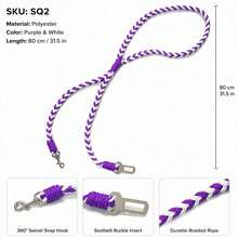 1pc Dog Car Headrest Safety Tether Braided Cotton Rope Pet Car Seat Belt With Heavy Duty Metal Clip, Chew Resistant Anti Shock Dog Travel Restraint Leash For Small Medium Large Dogs, Easy Install Universal Vehicle Pet Safety Accessory - Multicolor - View 16