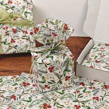 60/30/10 Sheets Christmas Flower And Leaf Pattern Tissue Paper, Christmas Tree, Size 50*35cm, Handmade Wrapping Paper, Easy To Protect Items, Gift Box Filler, Party Decoration - Christmas Style Design, Durable Packaging, Holiday Wrapping, Holiday Decoration - Multicolor - View 6
