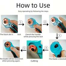 مجموعة قاطع دوار احترافية مع شفرات 45 ملم، مناسبة للأقمشة والجلود والورق ومشاريع DIY، أداة قطع يدوية للأقمشة والجلود، أداة قص الورق - متعدد الألوان - مشاهدة 8