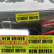 3pcs Magnetic Car Stickers For New Drivers, Colorful Reflective Designs, Strong Adhesion, Easy To Install And Remove Without Residue - 3-piece Magnetic Warning Sign Stickers - View 7