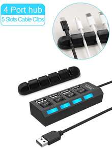 4-Port/7-Port USB 2.0 Hub Adapter, Multi-Function 7-In-1 Hub With USB Switch, Portable Splitter Adapter For Computer, Laptop, Phone, Flash Drive, Mouse, Keyboard, Game Device, MP3 Player, Hard Drive And Other USB Peripherals. Compatible With PC, Pro, Mini, Surface Pro, OTG Adapter, Printer, Camera, USB Fan And Other USB Devices. - Black - View 13