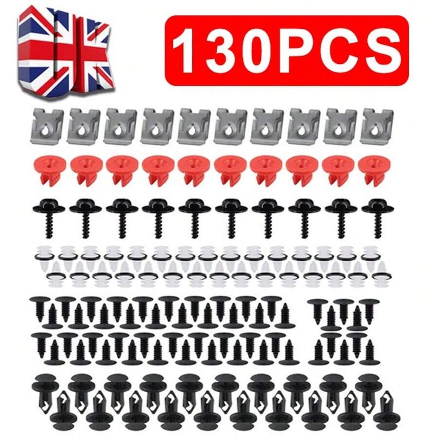 130Pcs Clips Fit Fiesta Wheel Arch Splash Guard Shield Bumper Wing Lining - A - View 1