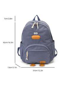 2025 New High Cost-Performance Student Backpack, Corduroy Minimalist Large Capacity Duck Pattern Middle School Student Bag - Blue - View 8