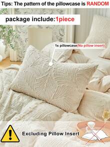 1pc Farmhouse Style Khaki Tufted Pillowcase, Leaf Pattern Textured Polyester Decorative Cushion Cover, Suitable For All Seasons, Decor, Machine Washable, No Filling - Khaki - View 4