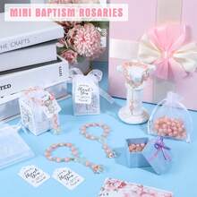 4/20/40/60/80/120pcs Holy Communion Blessing Set, Includes Mini Prayer Beads, Gift Box, Fabric Bag And Card, Suitable For Baptism And Wedding Gifts - View 3
