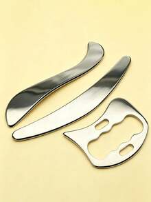3/2Pcs Stainless Steel Gua Sha Tool, Lymphatic Drainage Muscle Scraping Massager, Full Body Spa Massage Relaxation Device, Travel & Home Essential Unisex Massage Tool - Multicolor - View 10