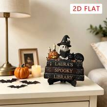 1pc Vintage Halloween Wooden Decor, Cute Ghost Chair Shaped Reading Ornament, Gothic Style Pumpkin & Bat Decoration, Suitable For Living Room, Kitchen Countertop And Party Decor - Multicolor - View 8