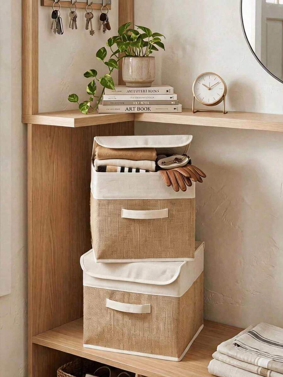 Foldable Storage Box 30x30x30 Cm – Minimalist Fabric Organizer Bin With Handles – Closet, Shelf & Home Storage - View 1