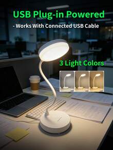 Guanova 1 Stück 3-farbig umschaltbare LED Schreibtischlampe, Schlafzimmerleuchte mit Handyhalter-Funktion, (USB-betrieben/Batterie-betrieben optional), 3-farbiges Licht, einstellbare Helligkeit, Bürobeleuchtung, Tischlampe, Nachttischlampe, Leselampe, dekorative Nachtleuchte, geeignet für Büro, Schlafzimmer, Wohnzimmer, Bürolesen und Lernen, Küche, Schlafzimmerbeleuchtung, Batteriekapazität: 800mAh - Tischleuchte mit rundem Fuß - Übersicht 13