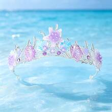 1 pieza Corona de estilo oceánico hecha a mano con estrella de mar & concha, accesorio para el cabello de novia sirena romántica para boda, cumpleaños y fiesta de noche - Multicolor - Ver 15