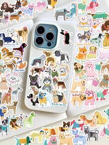 100pcs Cute Cartoon Dog Doodle Stickers Laptop Handbook Cell Phone Case Decorative Stickers - Multicolor - View 5