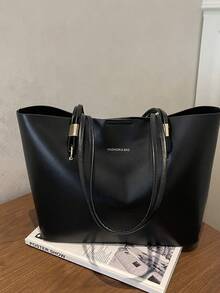 Women's Large Capacity Tote Bag For Daily Commute - Black - View 6