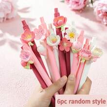 12pcs Floral Party Ballpoint Pens - Cute Pink High-Quality Vibrant Color Floral Series Retractable Pens, Party Favors, Back To School Essentials, Drawing Pens, Learning Tools, Fashion Stationery, Souvenir Multi-Piece Set Party Gifts - Multicolor - View 8