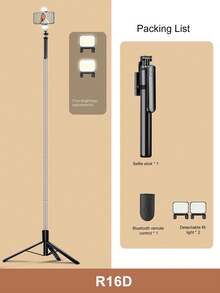 Latest 170cm/66.9in Bluetooth Remote Control Selfie Stick & Phone Holder, Suitable For Video Shooting, Life Recording, Extendable, 360° Rotation, Anti-Shake, Foldable Portable Tripod Monopod For Summer Vacation, Travel, Outdoor Activities, Live Streaming And More - Black - View 12