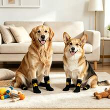 4pcs Cat & Dog Pet Socks, Non-Slip Indoor & Outdoor Pet Paw Protection Covers, Suitable For Small, Medium And Large, Black, Breathable Indoor Pet Accessories - Black - View 5