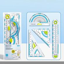 Juego de 4 reglas transparentes lisas, con agarre de goma suave antideslizante, escala clara, PVC flexible, kit de herramientas de medición matemática para estudiantes, escuela, oficina, geometría y dibujo - Juego de reglas - Ver 8