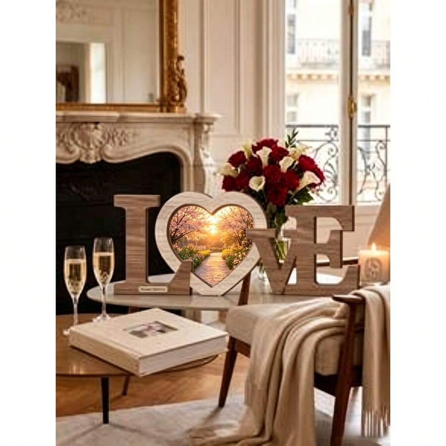 1pc Heart 3D Photo Frame, Creative Desktop Display Stand, Couple Keepsake Picture Frame, Decorative Tabletop Photo Frame Ornament, Minimalist Personalized Desk Decor, Valentine's Day Gift, Anniversary Gift, Wedding GiDay Gift, Holiday Gift - Multicolor - View 1