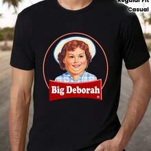2026 Men's Big Deborah Humor Pun Parody Graphic T-Shirt Funny Snacks Cake Design Black Short Sleeve Round Neck Tee Regular Fit - 款式 - 查看 1