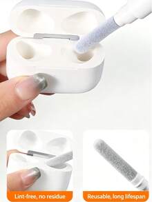 1pc Pink/White 3-In-1 Earphone Cleaning Brush Set Compatible With Apple Earbuds (Pro 1/2), Silicone Dust Plug, Portable Wireless Earphone Case Cleaning Tool, Bluetooth Earphone Cleaning Pen, Multi-Function Cleaning Kit With Soft Bristle Brush, Compatible With Huawei, Bluetooth Earbuds - Earphone Cleaning - View 5
