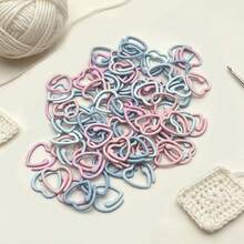 20/30/50/70/100pcs Heart-Shaped Open Crochet Markers - Metal Open Crochet Lock Rings, Multicolor Metal Heart-Shaped Knitting Stitch Markers, DIY Craft Accessories, Crochet Knitting Tools, Sewing Accessories - Cute And Practical Gift For Knitting Enthusiasts - Powder Blue - View 1