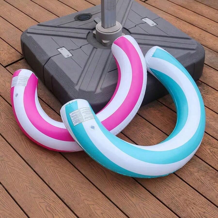 1PC Inflatable Candy-Shaped U-Float – Thickened PVC Striped Arc Pool Float. Perfect For Pool Parties, Beach Fun, And Water Relaxation – Sturdy, Colorful, And Great For All Ages! - 1pc - View 1