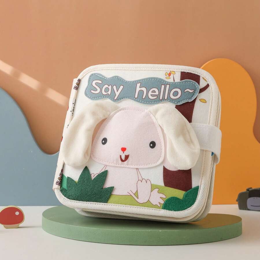 Big Ear Rabbit Cloth Book - Colorful Design, Built-In Rich Gameplay & Interesting Animal Illustrations, Soothing Baby Toy, Develops Baby's Manual Skills, Helps Baby's Cognitive Development, Tear-Resistant Felt Book, Early Education 3D Quiet Book For Babies - Multicolor - View 1