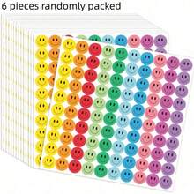 300pcs Happy Face Self-Adhesive Stickers, 1.5cm, Suitable For Learning Rewards And Office Labels, Vibrant Color PVC Self-Adhesive Stickers 14.5x14.5cm, Student Rewards Office Stationery School Supplies - One Size Fits All - View 12