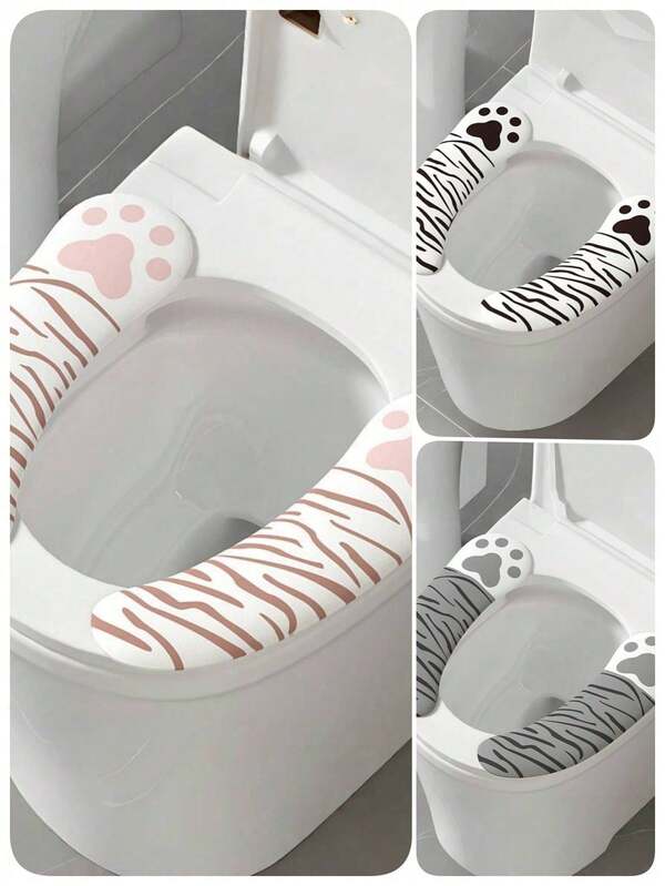 1/2/3 Pairs Cute Cat Paw Print Toilet Seat Covers, Very Convenient To Use. Available In Autumn/Winter And Spring/Summer Styles, Suitable As Valentine's Day, New Year Gifts Or For Atmosphere Creation. This Home Drawer Mat Features A Light Luxury Comfortable Design, With Black/White, Pink, And Gray Color Options Bringing Different Styles Of Exquisite Toilet Seat Covers, Cute Toilet Seat Covers, Suitable For Personal Toilet Cleaning And Daily Home Comfort Experience