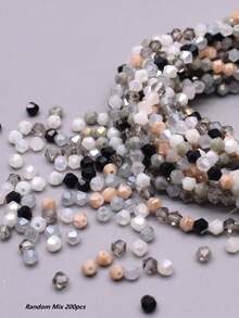 Random200pcs 4mm Mix Color Bicone Glass Loose Beads For Jewelry Making Necklace Accessories - Multicolor - View 4