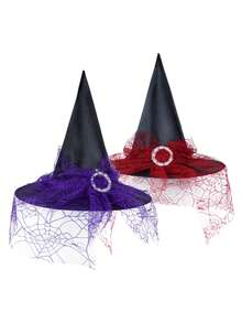 1pc Unisex Wizard Hat, Black Spider Witch Cosplay Party Magic Hat, Suitable For Holiday Costume, Girls Accessory - Multicolor - View 4