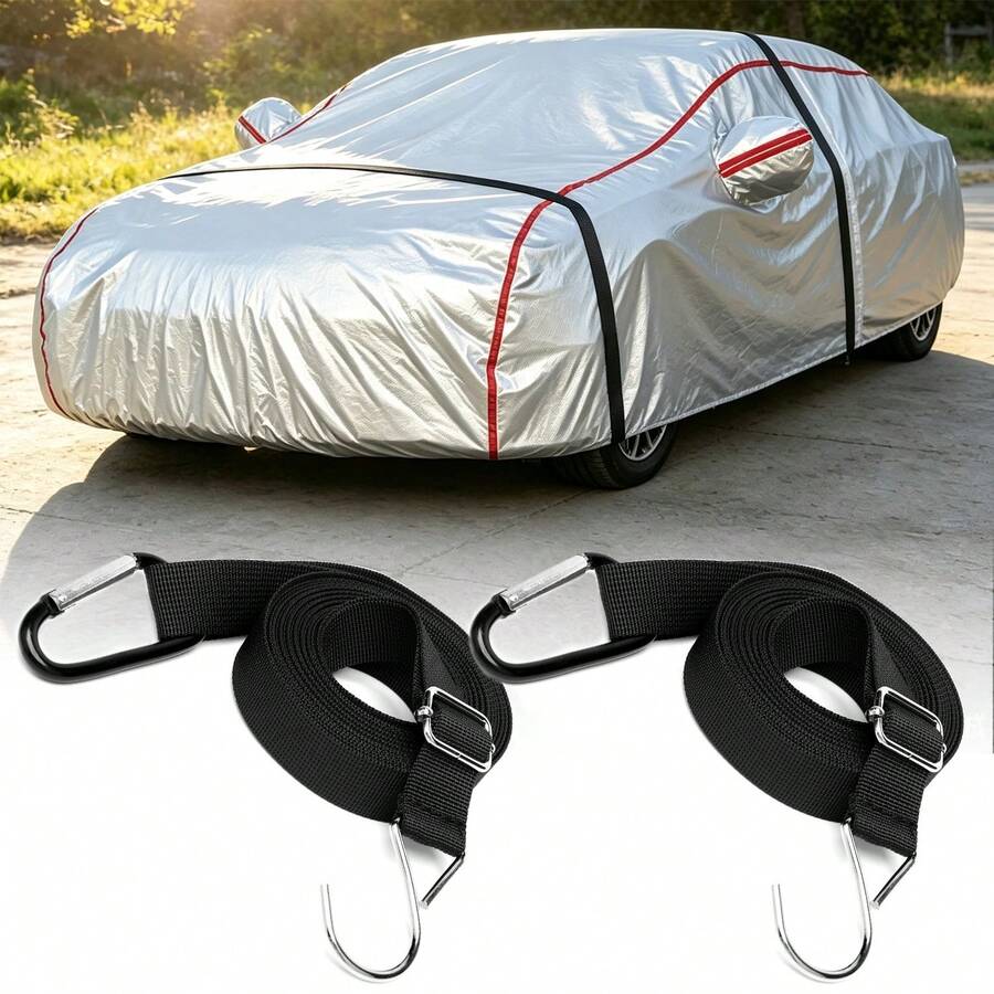 Two-Piece Windproof Protection Belt, With Ratchet Structure, Used As An Elastic Fixing Strap For Car Roof Covers And Vehicle Accessories. - default - View 1