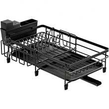 Dish Drying Rack, Expandable Dish Drainer With Automatic Drainage System, Kitchen Sink Organizer For Cups, Utensils, And Cutting Boards - View 9