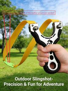 1pc Outdoor Hunting And Target Practice Slingshot, Durable Hunting Slingshot With Rubber Band, Pest Control Tool, Leather Ammo Pouch Random Color - A - View 11