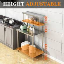 GOCAPTAIN Heavy-Duty Double-Layer Adjustable Stainless Steel Upper Shelf - 140cm High Workbench Storage Rack With Brackets, Load Capacity 360 Lbs - Suitable For Commercial Kitchens, Home, Garage, Tool Room - Silver - View 4