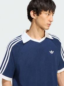Adidas Originals Men's Terry Polo Shirt Knit Collar Short Sleeve TKW7398 - Blue and White - View 4