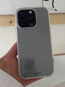 復古水波紋棕藍格紋手機殼，適用於 Apple 17 11 12 13 14 15 16 Pro Max Plus，秋冬亮面保護殼 - 白色細條紋 - 查看 11