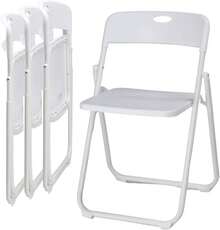 4 Pcs Folding Chair, 300LBS Lightweight Foldable Plastic Chair, Reinforced Metal Frame Easy To Fold & Store For Indoor & Outdoor, Wedding, Party, Meeting Room, Patio And Garden, White - White - View 1