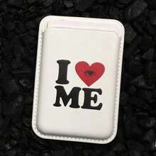 1pc Funny Heart Letter Magnetic Phone Card Holder Magsafe Apple Series Cute Back Clip PU - Multicolor - View 2